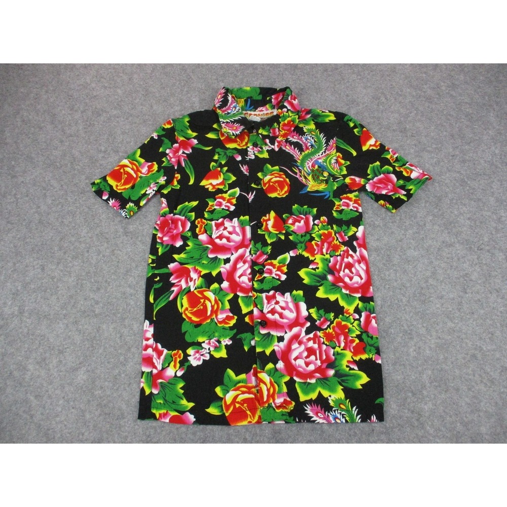Goonies Shirt Mens Small Black Pink Floral Chunk Warner Bros Movie Button Up